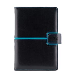 Diář MAGNETIC denní B6 2022 polský - černá/tyrkysová