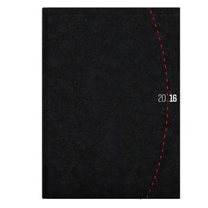Diář Tailor denní B6 2016 - černočervená