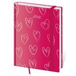 Diář týdenní B6 2026 Vario - Hearts s gumičkou