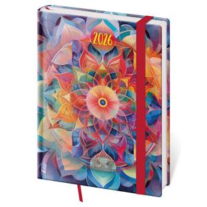 Diář týdenní B6 2026 Vario - Kaleidoscope s gumičkou