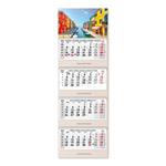 Dřevěný čtyřměsíční kalendář Kvatro Wood Benátky skládaný český se spirálou 2024 - šedý