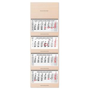 Dřevěný čtyřměsíční kalendář Kvatro Wood skládaný český se spirálou 2027 - šedý