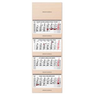 Dřevěný čtyřměsíční kalendář Kvatro Wood skládaný polský se spirálou 2027 - šedý