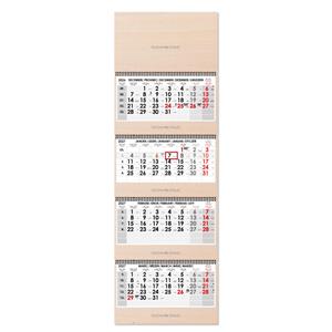 Dřevěný čtyřměsíční kalendář Kvatro Wood skládaný Slovenský se spirálou 2027 - šedý