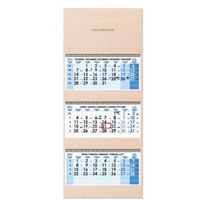 Dřevěný tříměsíční kalendář Trio Wood skládaný český se spirálou 2027 - modrý