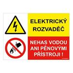 ELEKTRICKÝ ROZVADĚČ - NEHAS VODOU ANI PĚNOVÝMI PŘÍSTROJI, KOMBINACE, plast 2 mm A4