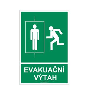 Evakuační výtah - bezpečnostní tabulka, plast 1 mm 100 x 150 mm