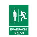 Evakuační výtah - bezpečnostní tabulka, plast 2 mm 100 x 150 mm