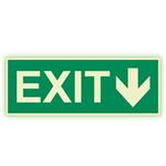 EXIT se šipkou - fotoluminiscenční tabulka, samolepka 200x75 mm