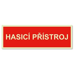 Hasicí přístroj text - fotoluminiscenční tabulka, plast 2 mm 150x50 mm