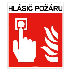 Hlásič požáru s textem - bezpečnostní tabulka, plast 1 mm 150x175 mm