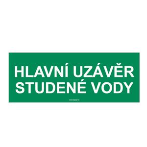 HLAVNÍ UZÁVĚR STUDENÉ VODY, Samolepka 210x80 mm