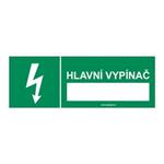 HLAVNÍ VYPÍNAČ, plast 1 mm 105x37 mm