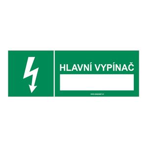 HLAVNÍ VYPÍNAČ, Samolepka 105x37 mm