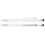 Hliníkové kuličkové pero Bernardo s chromovanými částmi a stylusem pro ovládání dotykových zařízení - bílá