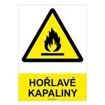 HOŘLAVÉ KAPALINY - bezpečnostní tabulka, samolepka A4