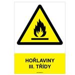 HOŘLAVINY III. TŘÍDY - bezpečnostní tabulka, plast A4, 0,5 mm