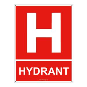 Hydrant s textem - bezpečnostní tabulka s dírkami, plast 2 mm 200x150 mm
