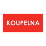 KOUPELNA, červená, samolepka, 190x90 mm