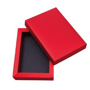 Luxusní papírová krabička s víkem 143 x 200 x 30 mm červená/černá 360 g/m2 - model 001