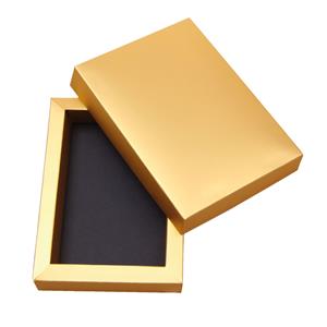 Luxusní papírová krabička s víkem 143 x 200 x 30 mm zlatá/černá 360 g/m2 - model 001