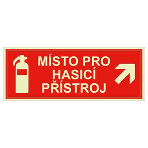 Místo pro hasicí přístroj - fotoluminiscenční tabulka, plast 1 mm 210x80 mm