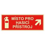 Místo pro hasicí přístroj - fotoluminiscenční tabulka, plast 2 mm 210x80 mm