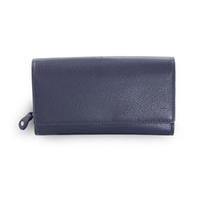 Modrá dámská psaníčková kožená peněženka s klopnou