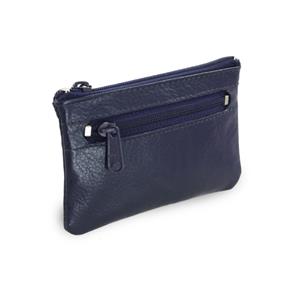 Modrá kožená dvouzipová klíčenka