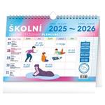 Nástěnný i stolní kalendář 2026 Školní plánovací s háčkem