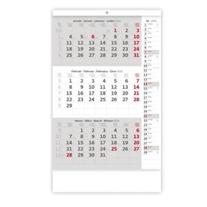 Nástěnný kalendář 2016 Tříměsíční kalendář s poznámkami - šedý