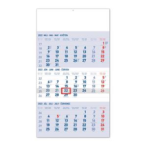 Nástěnný kalendář 2022 3mesačný štandard - modrý SK