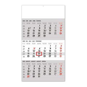 Nástěnný kalendář 2022 3mesačný štandard - šedý SK