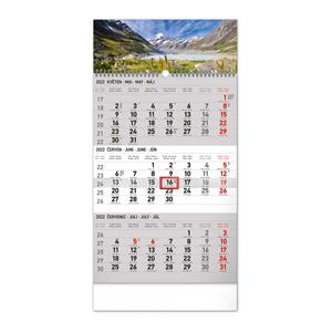 Nástěnný kalendář 2022 3měsíční Krajina - šedý CZ