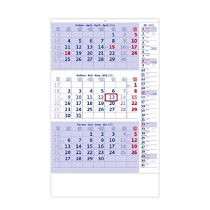 Nástěnný kalendář 2022 - Tříměsíční modrý s poznámkami
