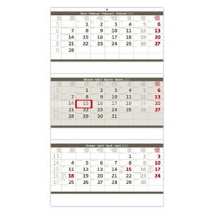 Nástěnný kalendář 2022 - Tříměsíční skládaný šedý