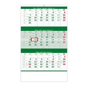 Nástěnný kalendář 2022 - Tříměsíční zelený