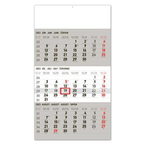 Nástěnný kalendář 2023 3mesačný štandard - šedý SK
