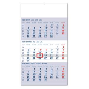 Nástěnný kalendář 2023 3měsíční standard - modrý CZ