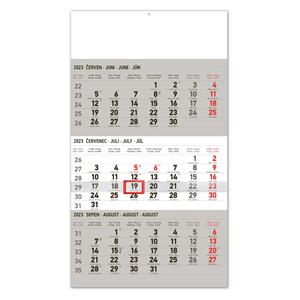 Nástěnný kalendář 2023 3měsíční standard - šedý CZ