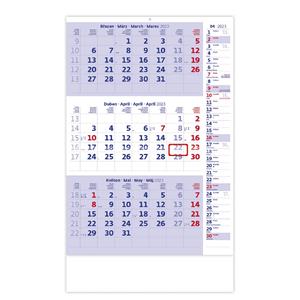 Nástěnný kalendář 2023 - Tříměsíční modrý s poznámkami