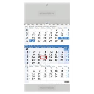 Nástěnný kalendář 2023 - Tříměsíční modrý