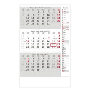 Nástěnný kalendář 2023 - Tříměsíční šedý s poznámkami