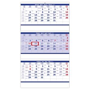 Nástěnný kalendář 2023 - Tříměsíční skládaný modrý