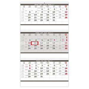 Nástěnný kalendář 2023 - Tříměsíční skládaný šedý