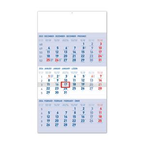 Nástěnný kalendář 2024 3mesačný štandard - modrý SK