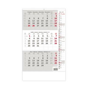 Nástěnný kalendář 2024 - Tříměsíční šedý s poznámkami
