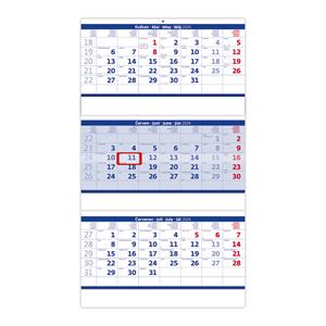 Nástěnný kalendář 2024 - Tříměsíční skládaný modrý