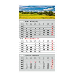 Nástěnný kalendář Krajiny 3měsíční - šedý 2016