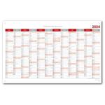 Nástěnný kalendář Plánovací mapa 2024 CZ s očky na zavěšení - 63x100 cm - červená